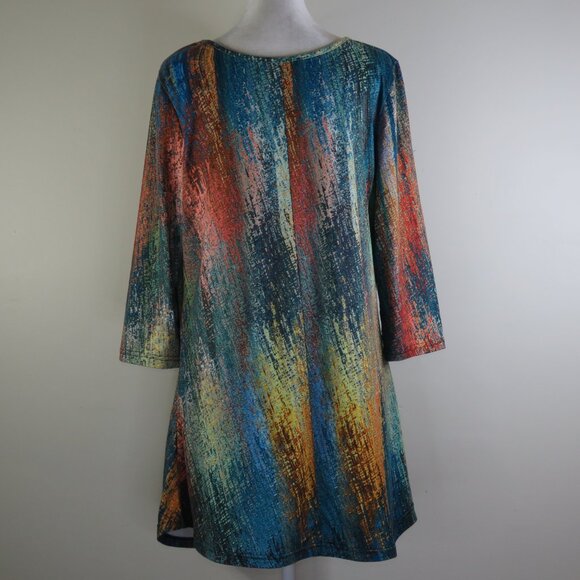 Azalea by Firmiana Multicolor 3/4-Sleeve Pullover Stretch Tunic Size L (C1354) - Picture 5 of 7